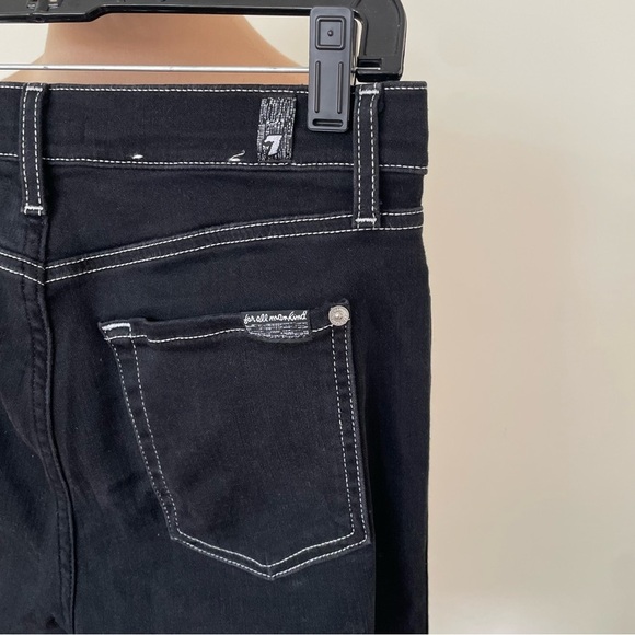 7 for All Mankind 7FAM Black Spliced Hem Black Sateen Ankle Skinny Jean EUC 27 - Picture 7 of 11
